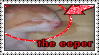 A stamp with the meme of a cat sleeping on a pillow with an arrow pointed at it saying the eeper in it