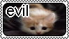 A stamp that reads evil in the top left corner with a kitten image in the background